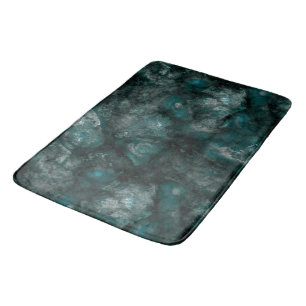 Teal green stone abstract bath mat
