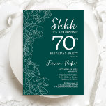 Teal Green Surprise 70th Birthday Invitation<br><div class="desc">Teal Green Surprise 70th Birthday Invitation. Minimalist modern feminine design features botanical accents and typography script font. Simple floral invite card perfect for a stylish female surprise bday celebration.</div>