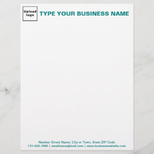 Teal Green Texts on Header and Footer of Business Custom Letterhead