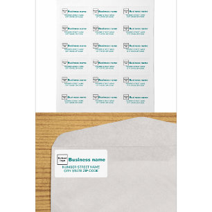 Teal Green Texts on White Business Address Label