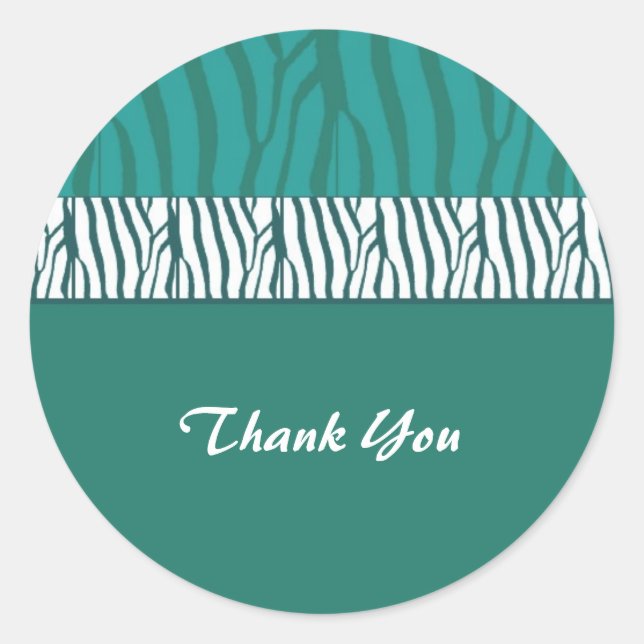 Teal Green Thank You Classic Round Sticker (Front)
