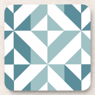 Teal Green Two Tone Geometric ZigZag Coaster