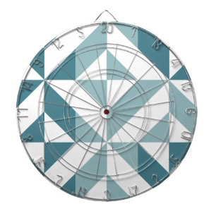 Teal Green Two Tone Geometric ZigZag Dartboard