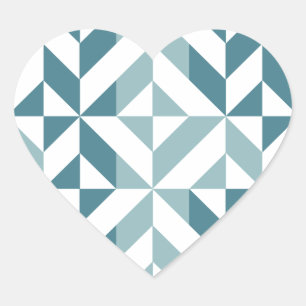 Teal Green Two Tone Geometric ZigZag Heart Sticker
