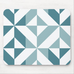 Teal Green Two Tone Geometric ZigZag Mouse Mat
