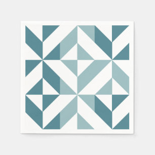 Teal Green Two Tone Geometric ZigZag Napkin