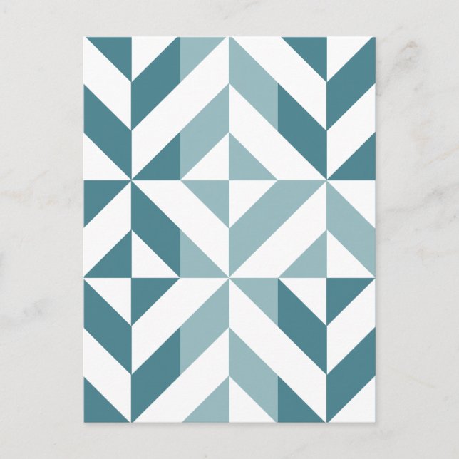 Teal Green Two Tone Geometric ZigZag Postcard (Front)