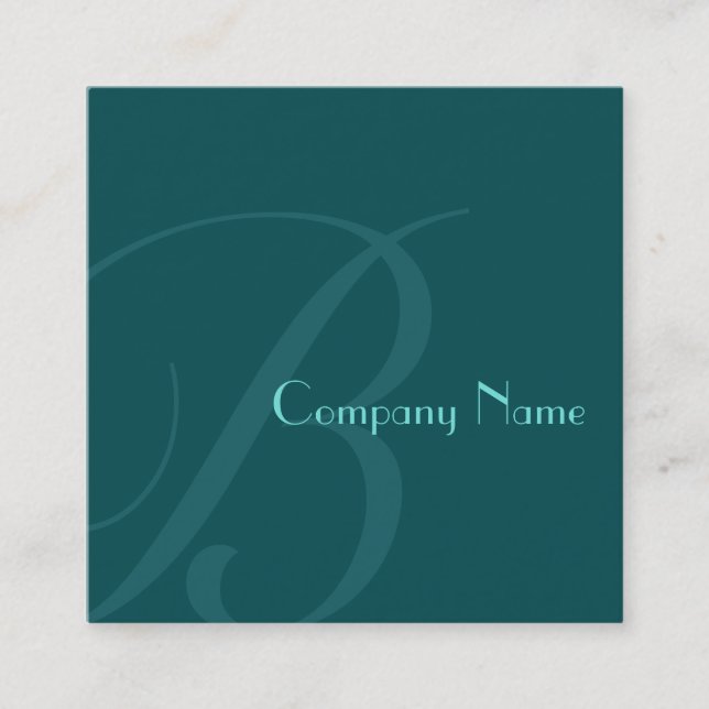 Teal Green Two Toned Square Business Card (Front)