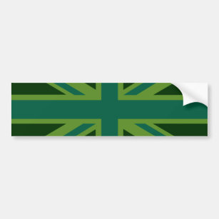 Teal Green UK Union Jack Decor Bumper Sticker