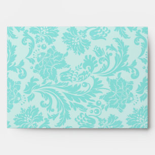Teal green vintage damask print envelope