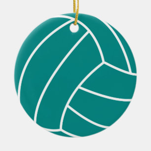 Teal Green Volleyball Ceramic Tree Decoration