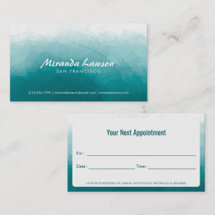 Teal Green Watercolor background Appointment Card