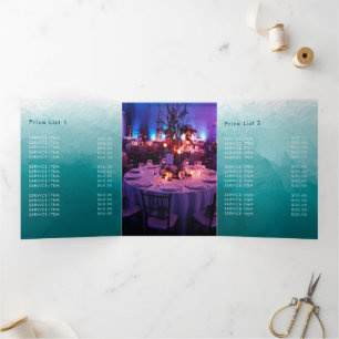 Teal Green Watercolor background Tri-Fold Card