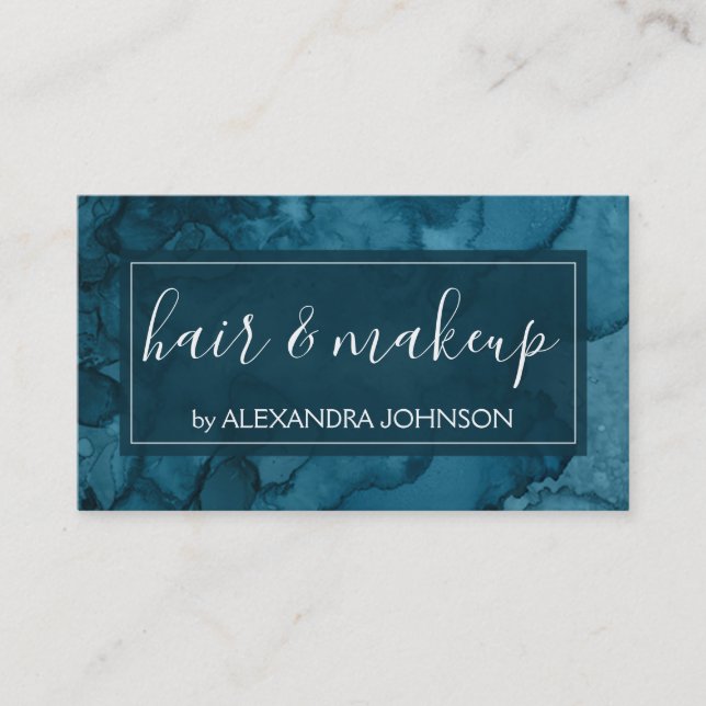 Teal Green Watercolor Modern Abstract Splash Business Card (Front)