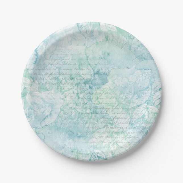 Teal Green Watercolor Paper Plates (Front)