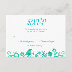 Teal Green Watercolor Tree of Life RSVP Card