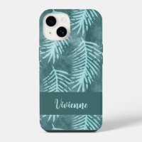 Teal Green Watercolor Tropical Leaf Name