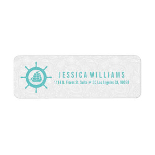 Teal Green & White Nautical Boat Wheel