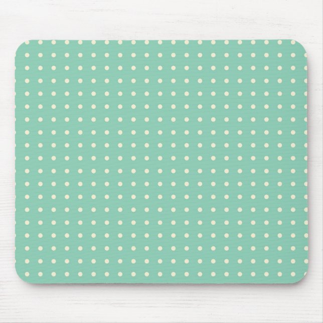 Teal green with small cream polka dots mouse mat (Front)