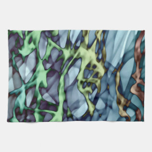 Teal Green Yellow Orange Gold Red Abstract Art  Tea Towel