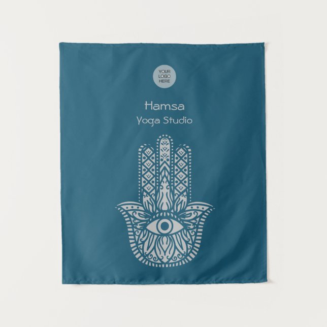 Teal Green Yoga Studio Hamsa Customisable Tapestry (Front)