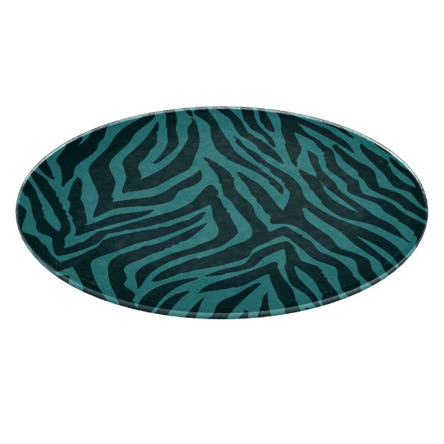 Teal Green Zebra Animal Print Cutting Board (Corner)