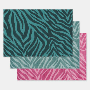 Teal Green Zebra Animal Print Wrapping Paper Sheet