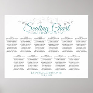 Teal & Grey 11 Table Wedding Seating Chart