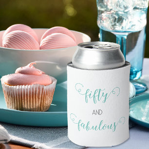 Teal Grey 50 and Fabulous Birthday  Can Cooler