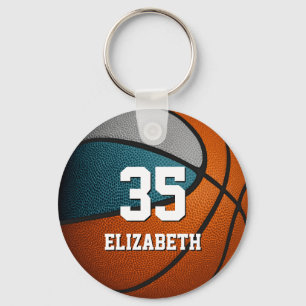 teal grey basketball sports team colours key ring