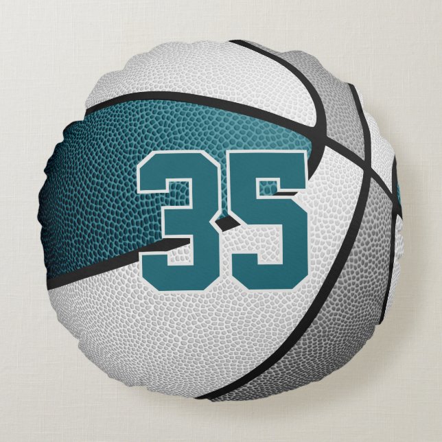 teal grey basketball team colours sports decor round cushion (Front)