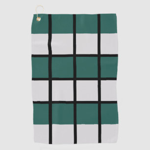 Teal Grey Black Chequered Pattern Golf Towel