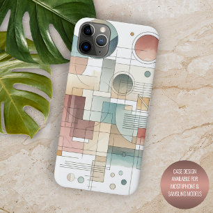 Teal Grey Blue Beige Rust Red Abstract Art Pattern iPhone 11 Pro Max Case