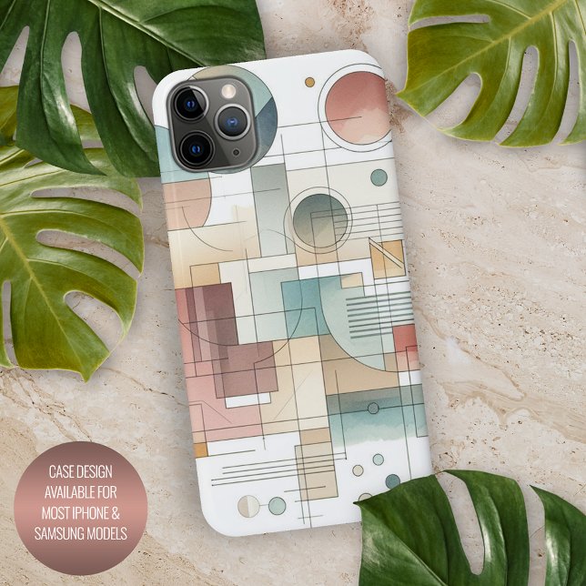 Teal Grey Blue Beige Rust Red Abstract Art Pattern iPhone Case (Creator Uploaded)