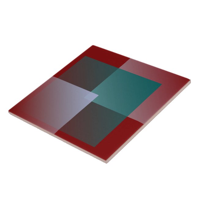 teal grey burgundy squares tile (Side)