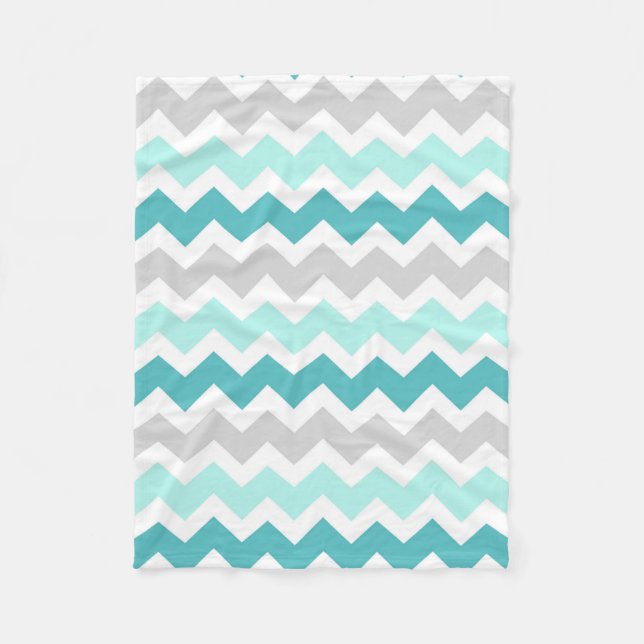 Teal Grey Chevron Pattern Blanket (Front)