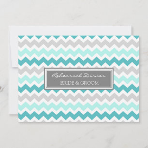 Teal Grey Chevron Rehearsal Dinner Party Invitation