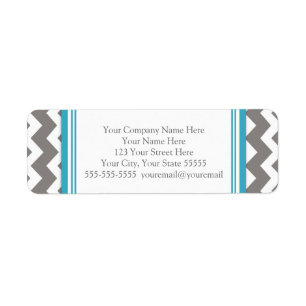 Teal Grey Chevrons Business Contact Info Labels