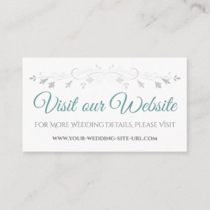 Teal & Grey Elegant Wedding Visit Our Website Card