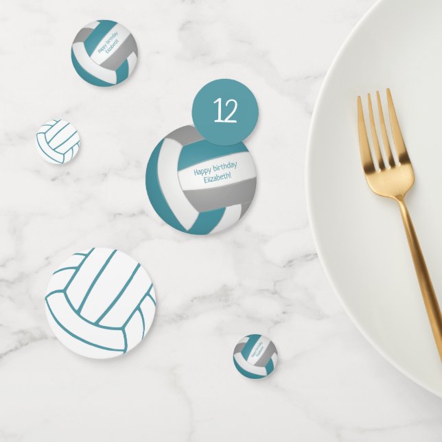 teal grey girls boys sports volleyball celebration confetti (Group)