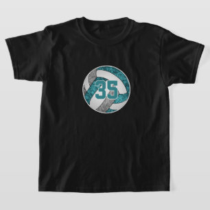 Teal grey girls volleyball team colours custom T-Shirt