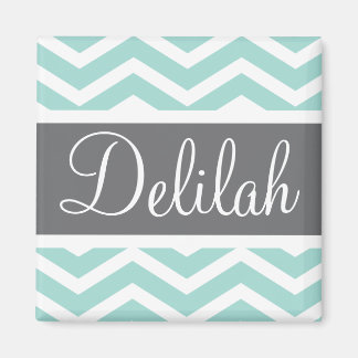 Teal Grey Grey Chevron Custom Magnet