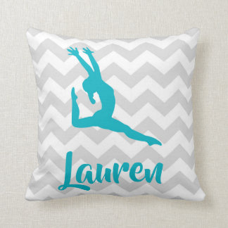 Teal Grey Gymnastics Throw Pillow