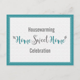 Teal Grey Home Sweet Home Housewarming Party   Invitation Postcard