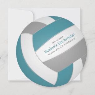 Teal grey kids teens volleyball celebration announcement