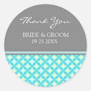 Teal Grey Mint Thank You Wedding Favour Tags
