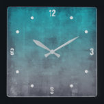 Teal Grey Modern Rustic omber Abstract Square Wall Clock<br><div class="desc">Modern rustic abstract ombre art style Wall Clock. Gradient teal,  turquoise,  grey colours. Modern unique fashionable abstract art design for Your beautiful home.</div>