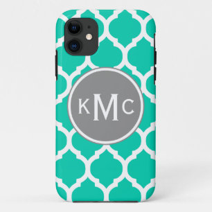 Teal Grey Moroccan Lattice iPhone 11 Case