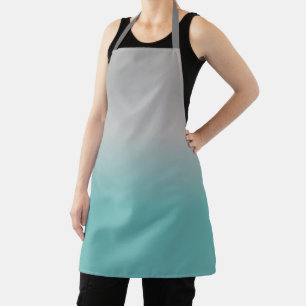 Teal Grey Ombre Simple Apron
