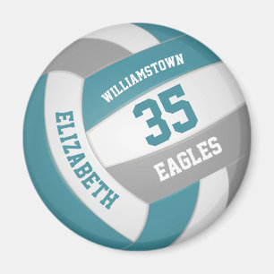 teal grey school colours team name volleyball magnet